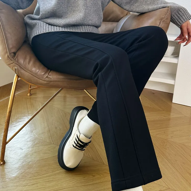 索菲丝尔微加绒显瘦喇叭裤女冬2025气质通勤休闲九分裤541080