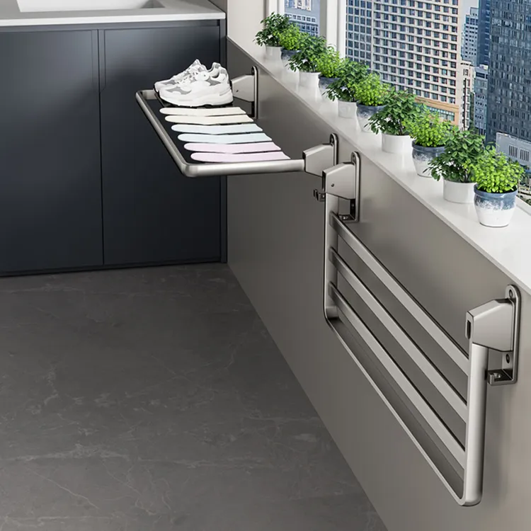 阳台晾衣服专用架子晾晒铝合金免打孔壁挂神器可折叠晒玩偶鞋子