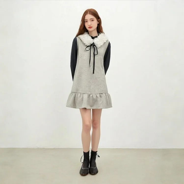 纯欲风轻熟风森系百搭INS风针织裙子时尚套装学院风显瘦宽松