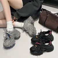 SK韩国设计潮牌原宿风几何双绑带ins潮松糕厚底老爹鞋S856