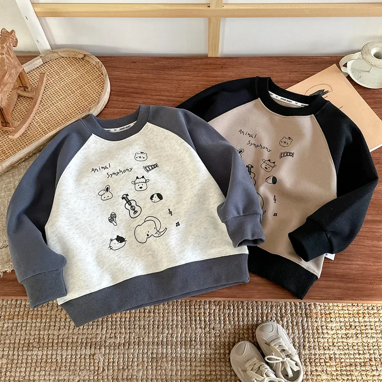 男童秋装2025新款潮童卫衣洋气长袖卡通图案休闲百搭洋气上衣A类