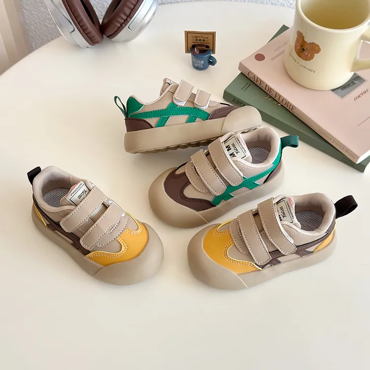 2025春季新款休闲风男女童减震防踢防滑软底魔术贴休闲鞋运动鞋