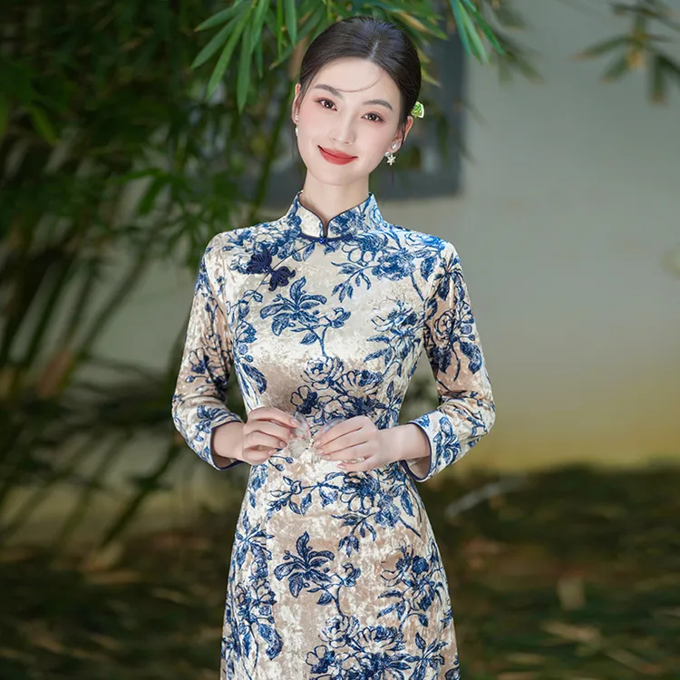 绝美新中式旗袍2025新款秋冬日常可穿妈妈长裙上海国风改良连衣裙