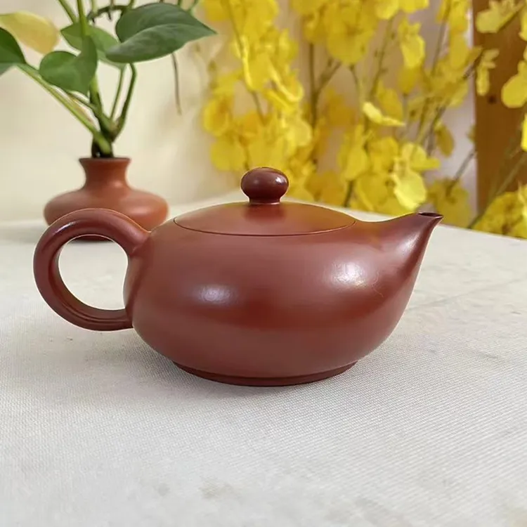 章广城内嵌盖凤雏全手工手拉壶泡茶壶原矿朱泥水磨工夫茶壶冲茶壶