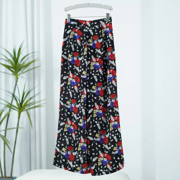 尚系列  Y360   女装时尚设计师花长裤黑色SS03R07