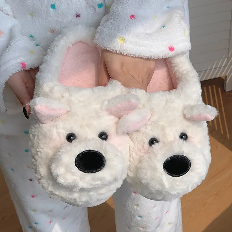 可爱棉拖鞋保暖女中大童秋冬季外穿防滑居家室内棉鞋毛毛拖鞋秋千