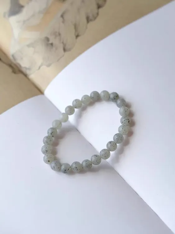 天然和田玉点墨青花圆珠单圈手串时尚百搭精致女士款附带鉴定证书