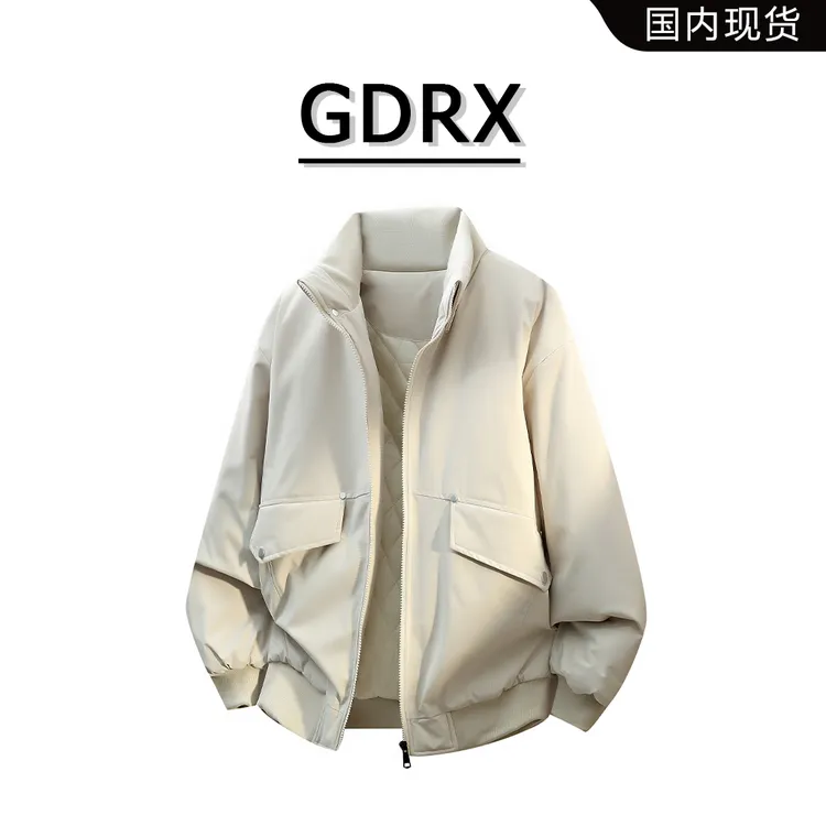 GDRX美式立领保暖棉衣男秋冬潮流日系复古工装外套简约轻奢男装