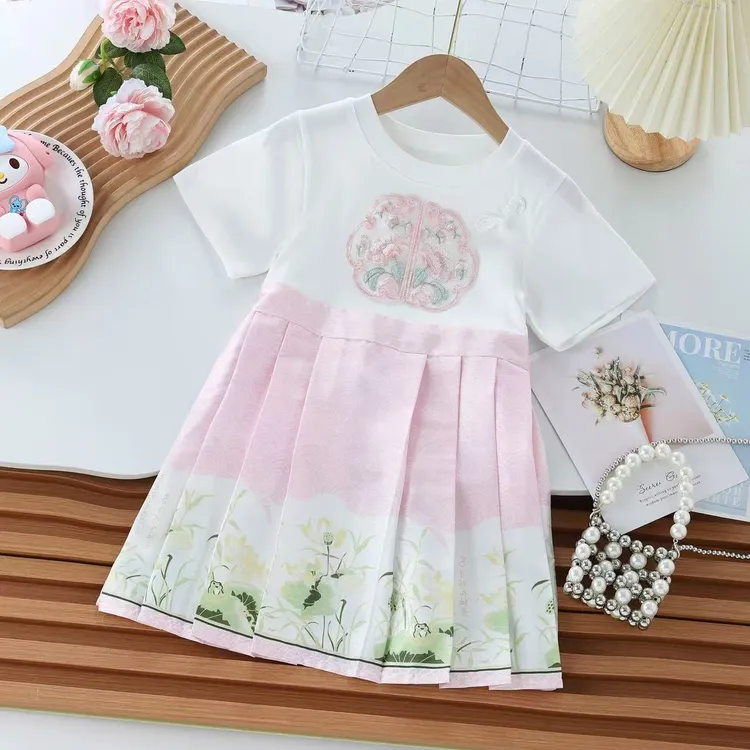 女童中国风连衣裙儿童宝宝新款复古国风唐装新中式马面裙连衣裙