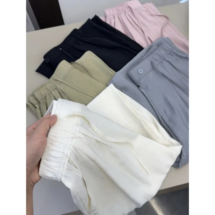 一粒扣麻结裤」宝藏自留款！25春秋新款巨好穿显瘦遮肉阔腿直筒裤