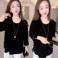 百搭简约高级感国风盘扣丝绒小衫早秋新款洋气休闲超好看长袖上衣