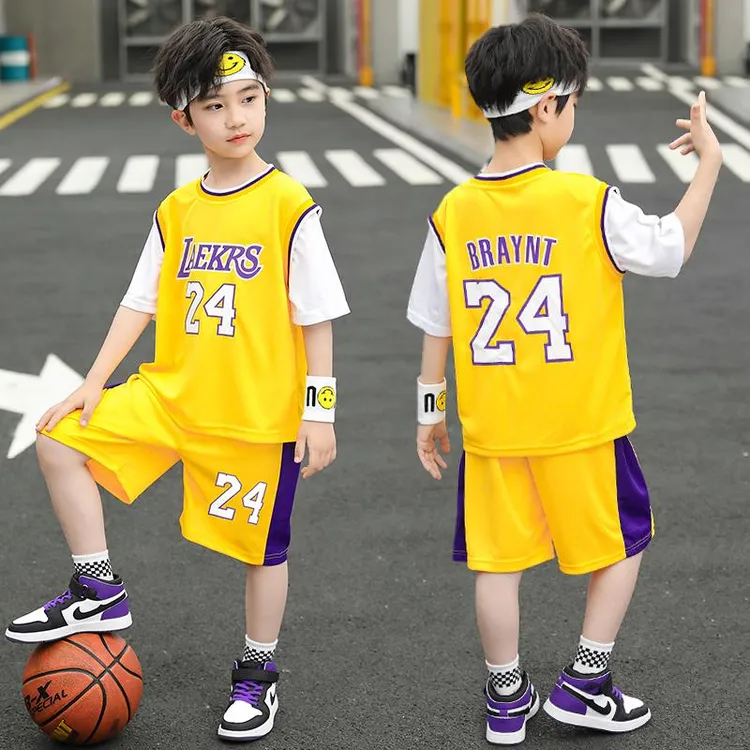FAVMARTHA.男童夏装套装2025新款儿童24号篮球服中大童男孩短袖运