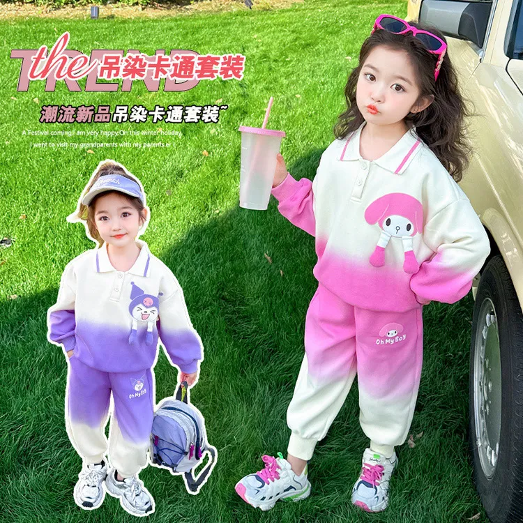 女童春秋款2025女宝宝童装儿童时髦洋气运动春装网红韩版卡通套装