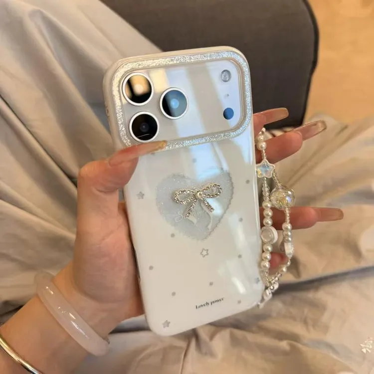 镂空爱心闪粉ins适用17promax苹果16iPhone151413防摔壳保护壳女