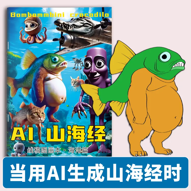 ai山海经描摹本正版全集漫画版国外山海经儿童版控笔涂色本绘画本