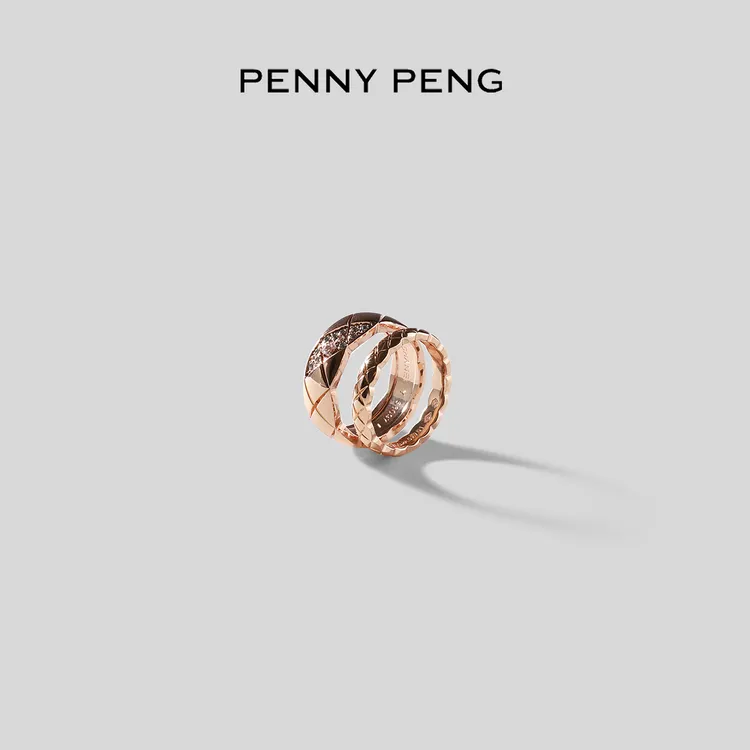 合金戒指 PENNYPENG 菱格戒指 经典时尚菱形纹个性轻奢高级感戒指