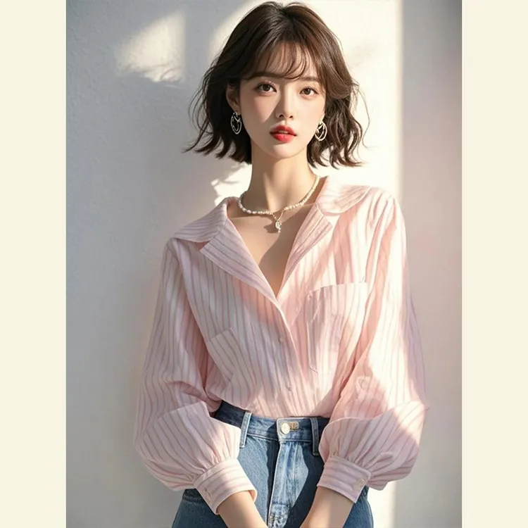 2025春季法式独特温柔气质绝美小上衣独特漂亮粉色碎花泡泡袖衬衫