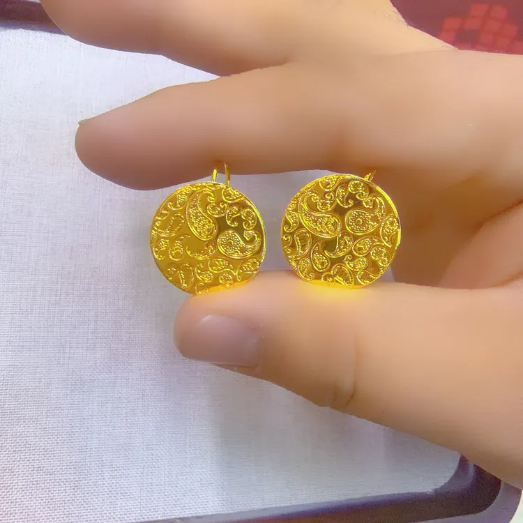 铜合金耳饰 时尚爆款金色巴达木耳环轻奢气质百搭金子同款耳环