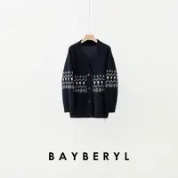BAYBERYL老贝格兰岛*牦牛V领提花费尔复古秋针织衫ZZS5I1103-9/24
