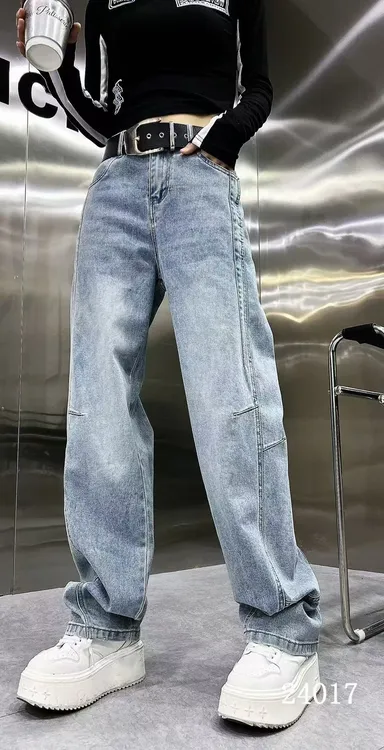 2025年春季新款潮流款拖地裤时尚洋气舒适百搭宽松气质女牛仔裤