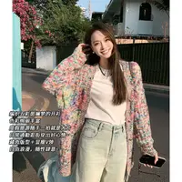 A美洋MEIYANG 霓虹灯针织开衫 幻彩马海毛减龄V领宽松长袖毛衣Pse