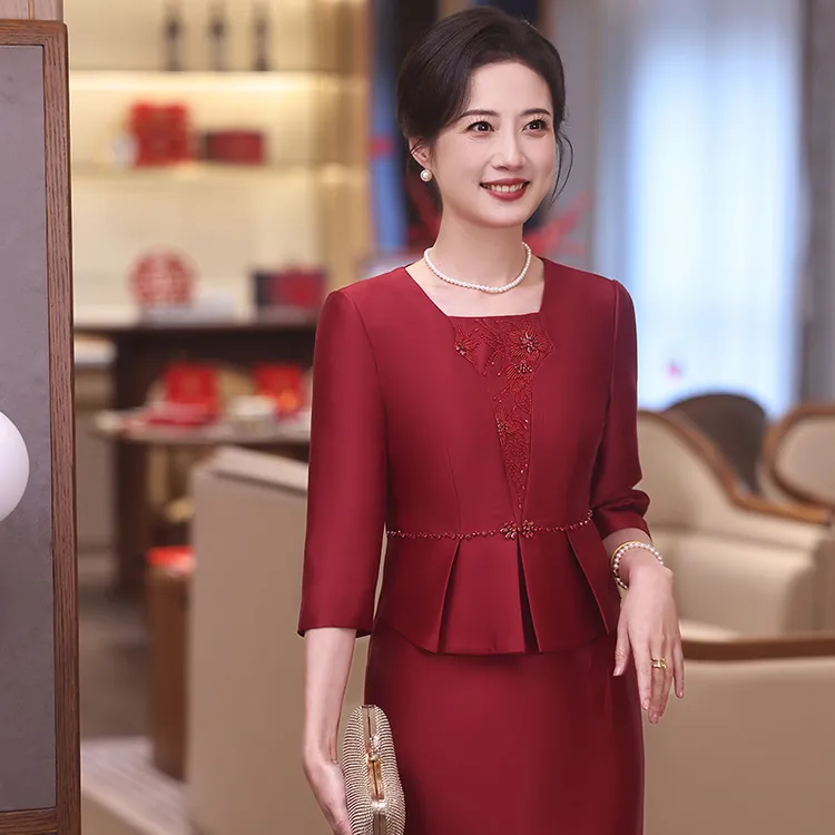 春夏高贵气质喜婆婆新中式婚礼礼服大码妈妈结婚时尚修身遮肚礼服