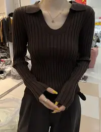 长袖毛针织衫韩系高弹U领针织衫女装毛衣秋冬高领#2912