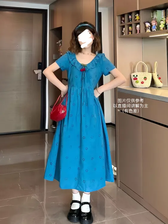 桃亦家·法式小清新镂空樱桃连衣裙收腰夏日显瘦甜美休闲度假风