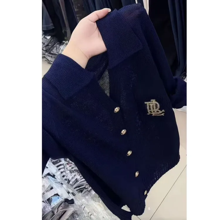 【现货】大码mm可穿2025早秋宽松弹性防晒开衫款针织衫休闲长袖上衣