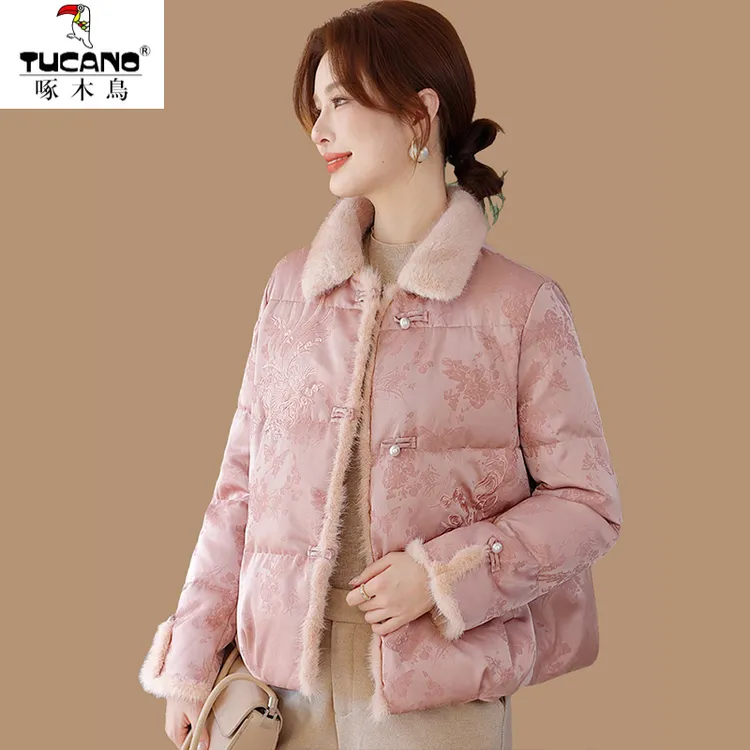 啄木鸟新中式妈妈冬季时尚服2025新款国风中老年女秋冬保暖