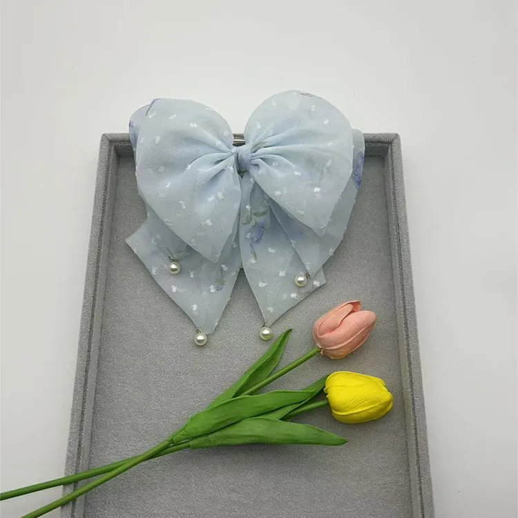 少女风手工极简风发饰发夹温柔女夹子贵气抓夹饰品超仙蓝色清新