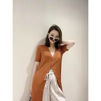 不支持退换纯色显瘦极简风短袖长款针织衫时尚薄款韩版5499099