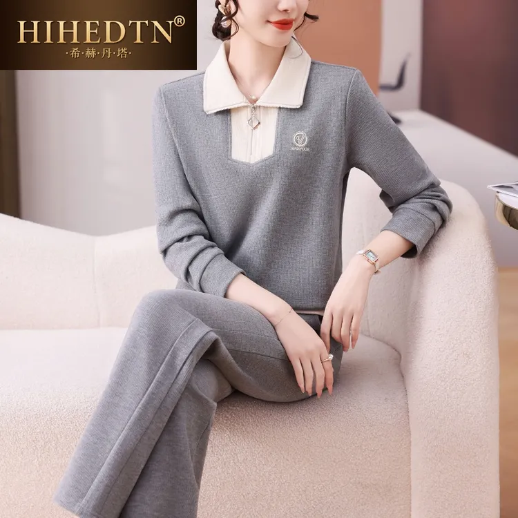 品牌妈妈春装休闲运动服套装女2025新款中年卫衣洋气中老年两件套