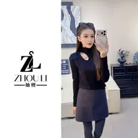 妯娌甄选【小时代~】冬季新品重工链条设计显瘦百搭纯色长袖打底T桖