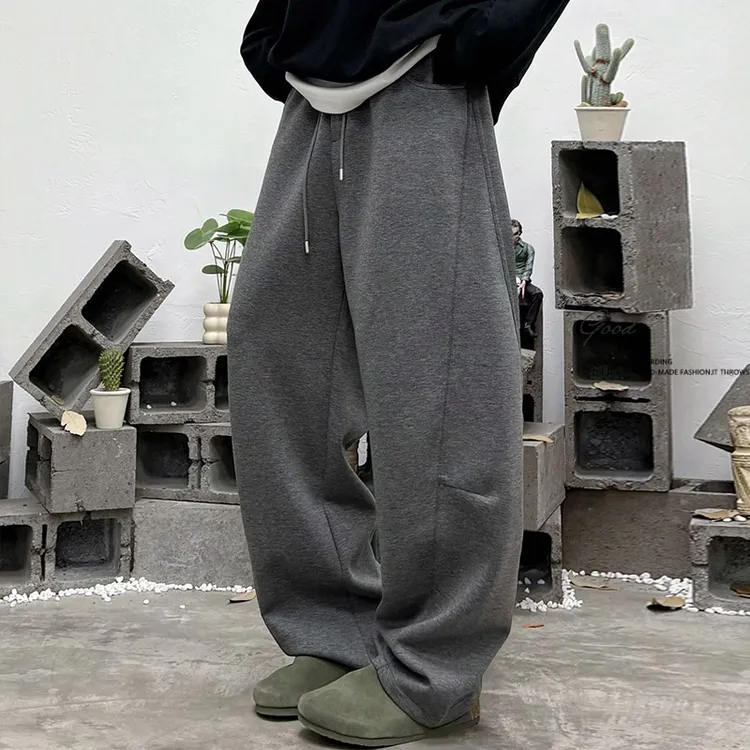 运动裤男棉卫裤大码阔腿宽松直筒休闲长裤子春秋冬工装加肥加绒厚