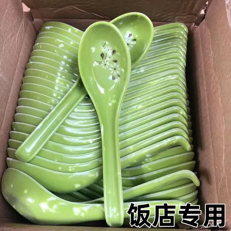 A5密胺勺子长柄勺仿瓷勺子塑料家用拉面餐厅批发麻辣汤勺调羹商用
