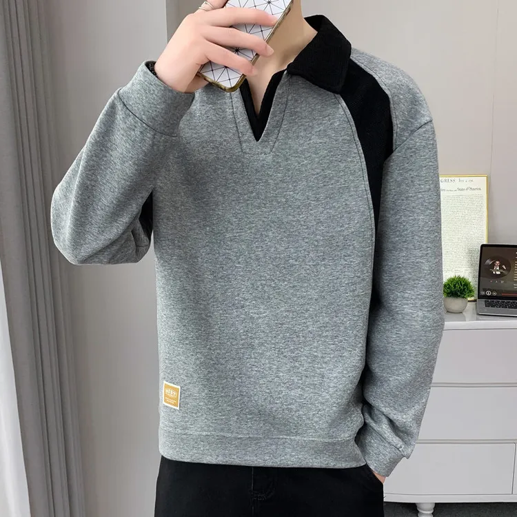 时尚潮流宽松保暖加厚加绒适合秋冬季节男性穿着的品质感长袖男士