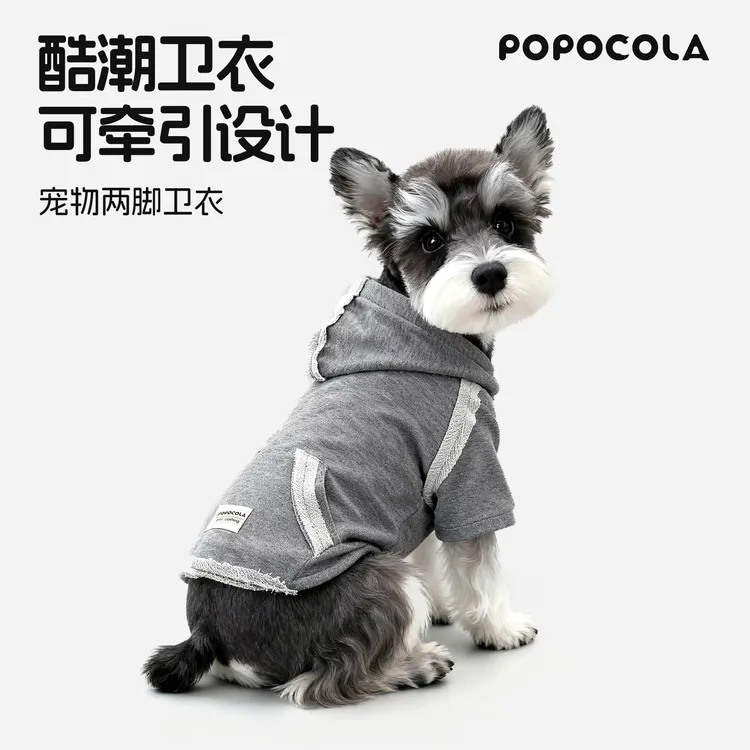 小狗狗衣服秋季雪纳瑞比熊马尔济斯酷帅小型犬可牵引宠物连帽卫衣