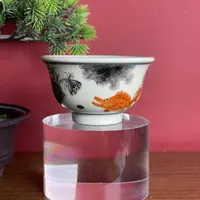 立勤堂 墨彩矾红鳜鱼压手杯 LQ417