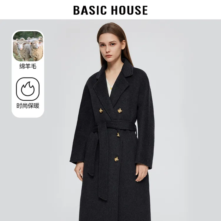 Basic House/百家好D新年味时尚气质高级感双面呢大衣B0633B5U472