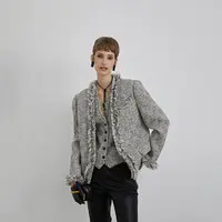 LEDIM WANG拉毛编织感粗呢西装