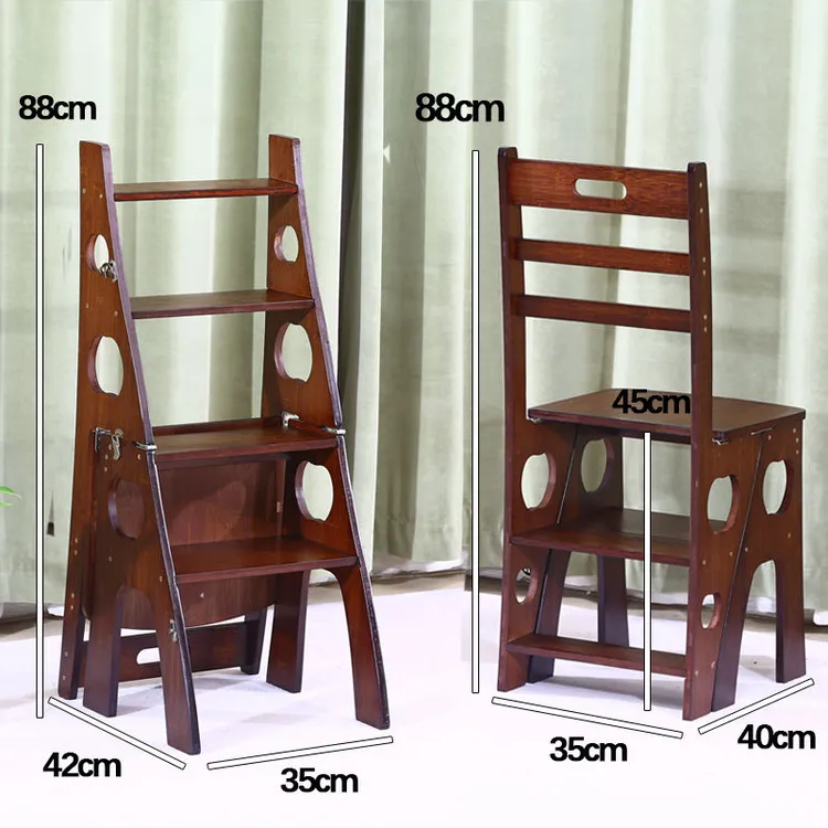 西藏新疆包邮楠竹家用梯子椅子折叠伸缩两用梯凳室内登高人字梯多