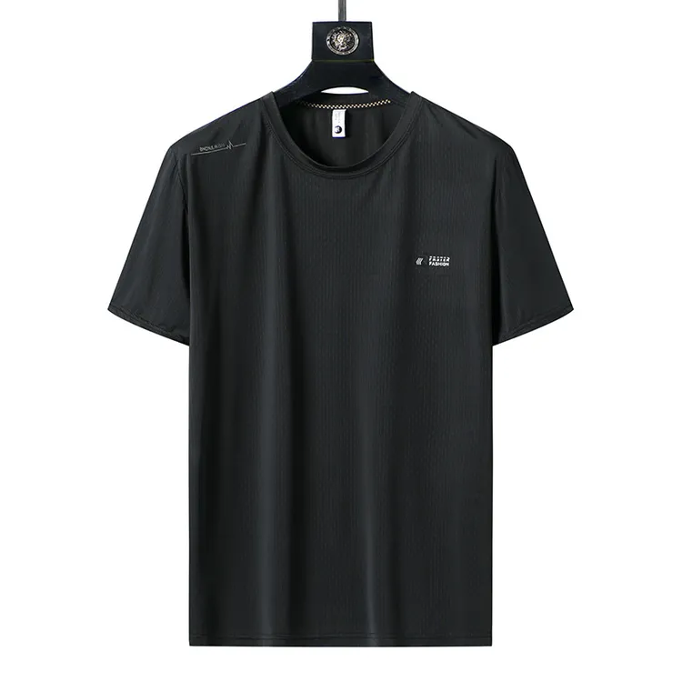 速干新款男T恤春夏季男士短袖中老年半袖冰丝汗衫圆领大码运动