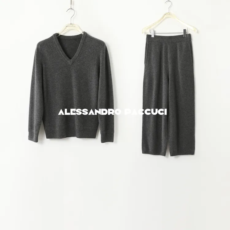 AP洛哥43012ZX 【极简R0W风】绵羊毛保暖简约休闲针织套装2024秋