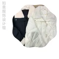 如意馆【奶油可可】冬季新款毛绒翻领牛角扣短款羽绒服
