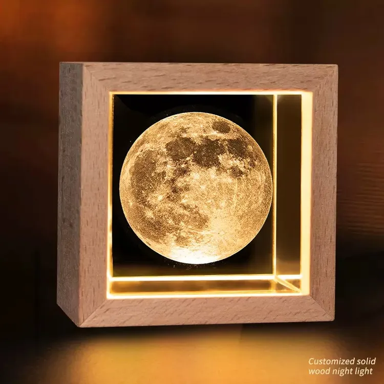 新品创意发光小王子榉木小夜灯水晶摆件生日礼物送朋友实用高级感