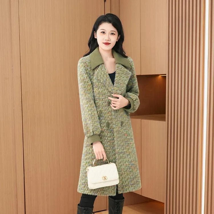 【尚缇歌】毛呢外套女秋冬中长款时尚气质翻领双排扣大衣轻奢高级感