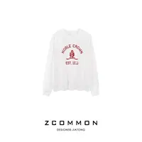Z common大版做旧字母印花卫衣基础款长袖圆领卫衣上衣 2504022