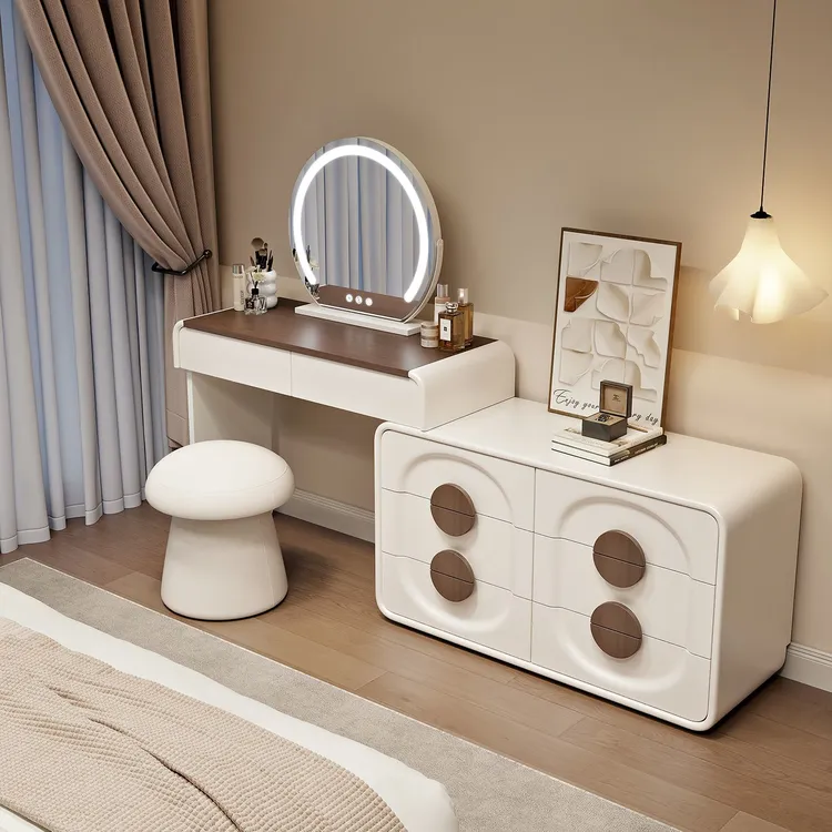 2025新款奶油风梳妆台现代简约收纳柜斗柜一体中式客厅家具用品