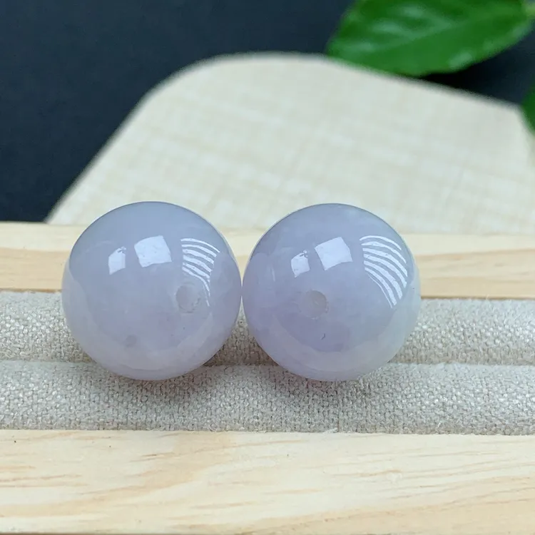 优惠单珠卡13.2缅甸纯天然A货翡翠飘花紫色配珠隔珠耳坠一对